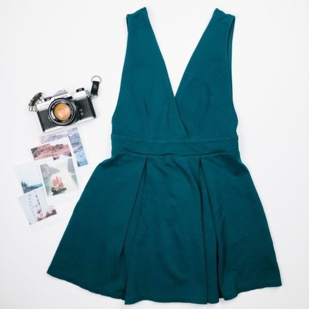 Teal Deep V Mini Dress